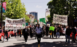 Hundreds march through the streets of Vancouver for the 2010 Global Marijuana March. (Photo by Megan Navarro-McRae)